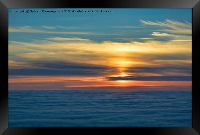 Midnight sun, full sea fog Framed Print by Sylvain Beauregard