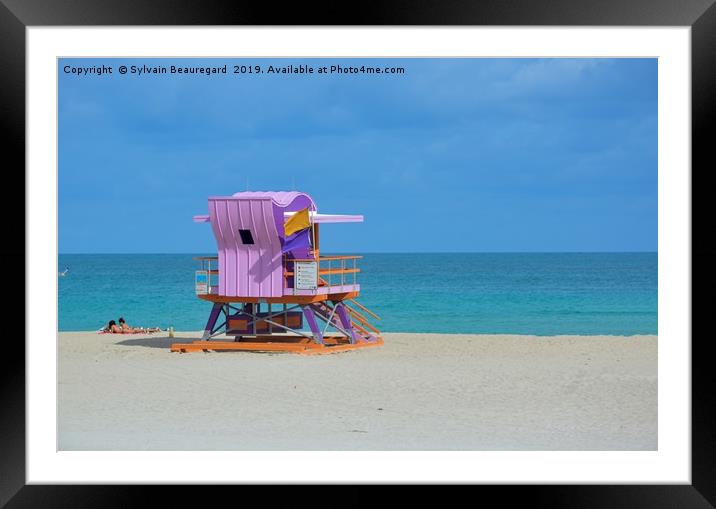 Lifeguard in Miami Beach, horizontal Framed Mounted Print by Sylvain Beauregard