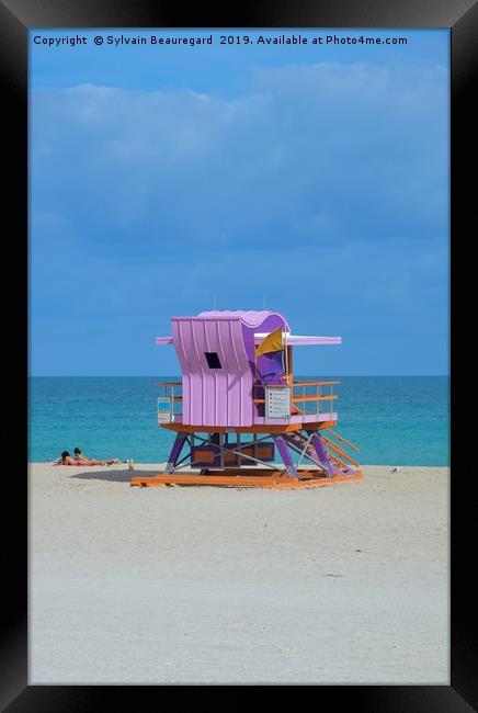 Lifeguard in Miami Beach, vertical Framed Print by Sylvain Beauregard