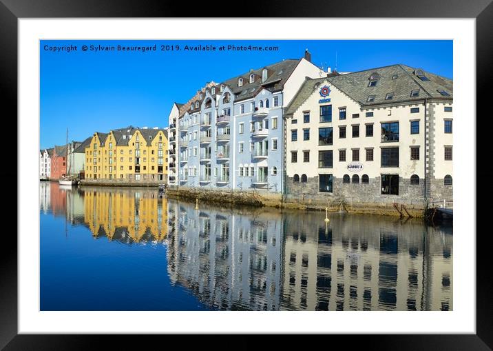Water reflection in Alesund 2 Framed Mounted Print by Sylvain Beauregard