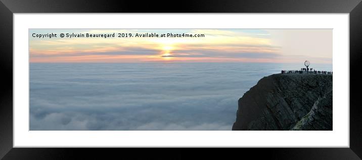 NordKapp panoramic view, with sea fog 2, 3:1 Framed Mounted Print by Sylvain Beauregard