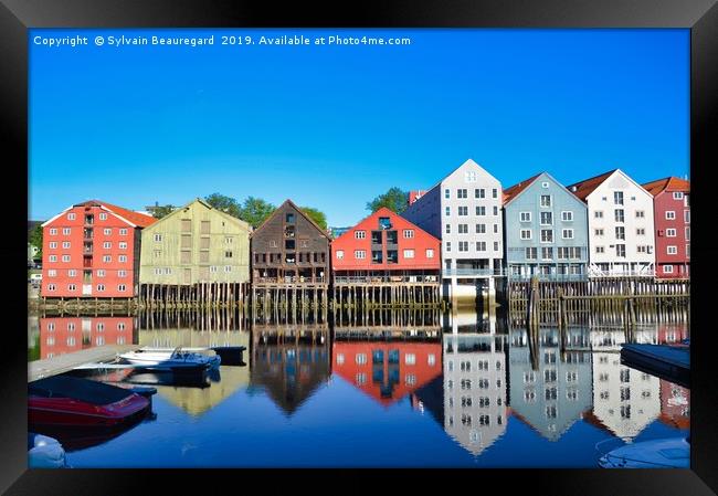 Trondheim water reflection Framed Print by Sylvain Beauregard