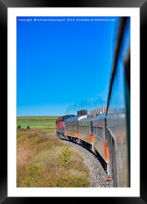 Train in a curve, vertical Framed Mounted Print by Sylvain Beauregard