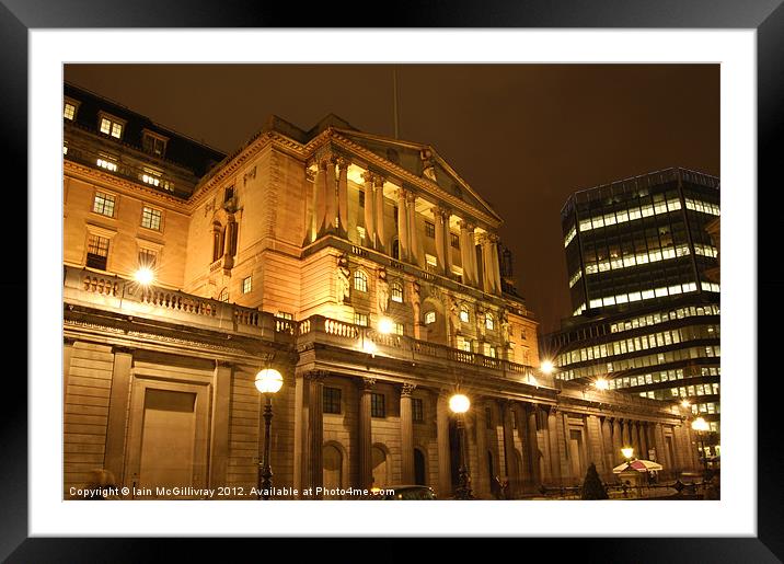 Bank of England at Night Framed Mounted Print by Iain McGillivray