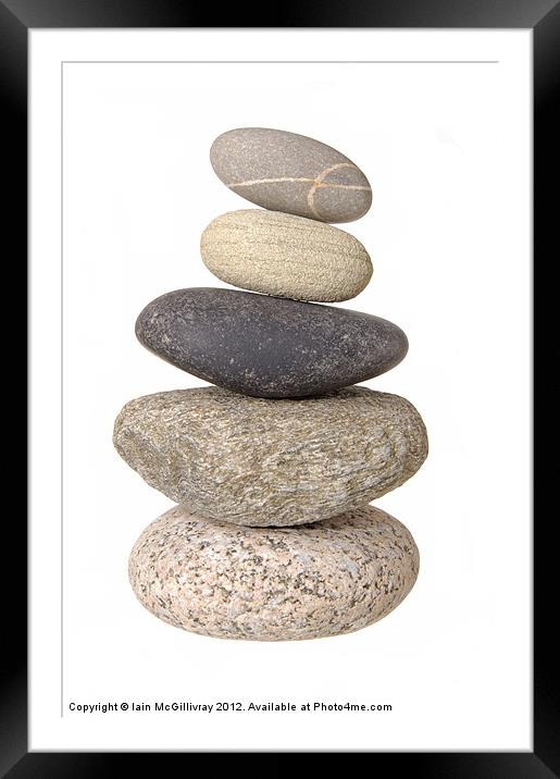 Pebble Stack Framed Mounted Print by Iain McGillivray