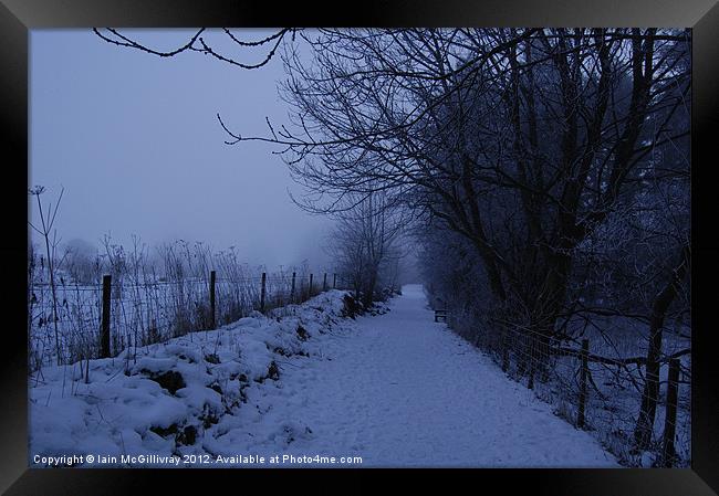 Snowy Lane at Dusk Framed Print by Iain McGillivray