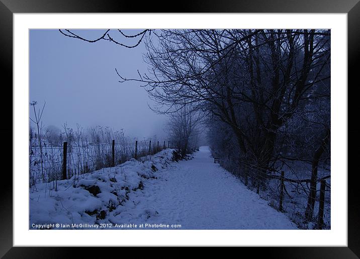 Snowy Lane at Dusk Framed Mounted Print by Iain McGillivray