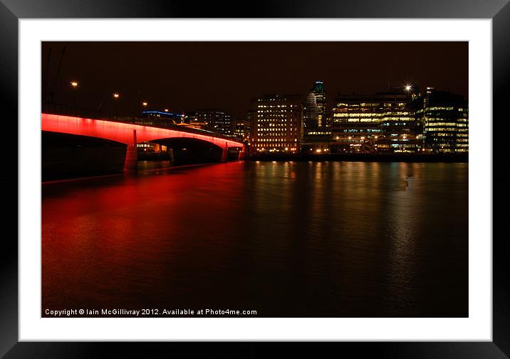 London Bridge at Night Framed Mounted Print by Iain McGillivray
