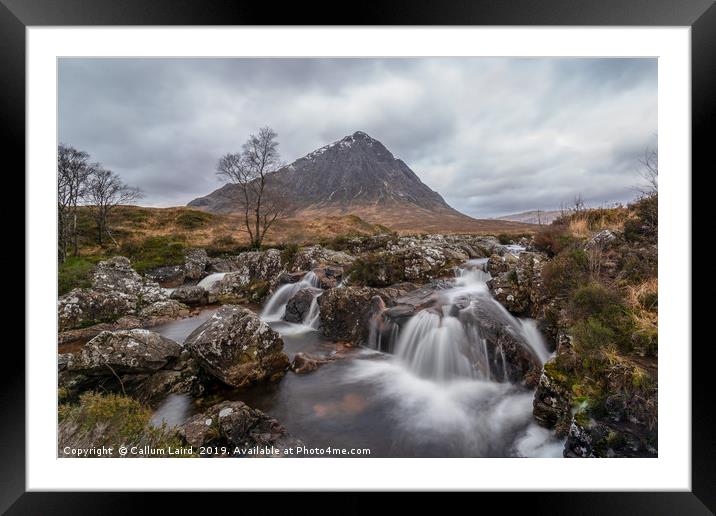 Buachaille Etive Mòr Mountain and Waterfall Framed Mounted Print by Callum Laird