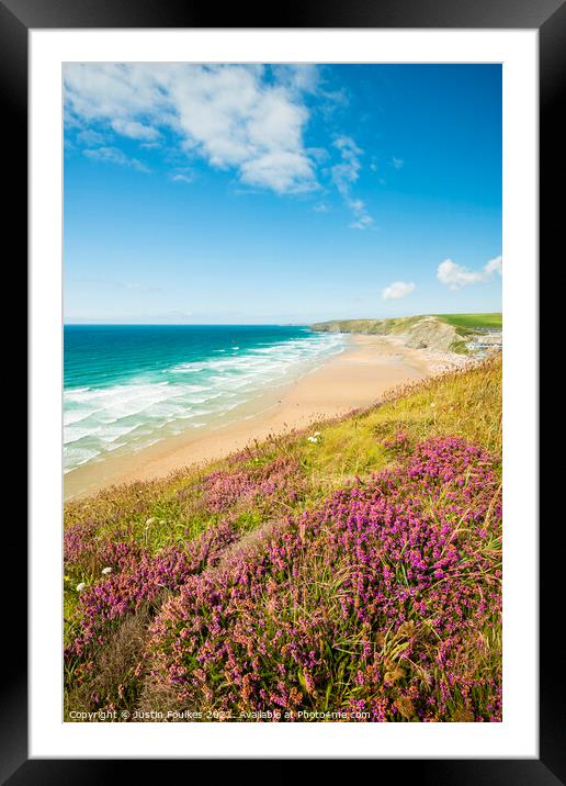Watergate Bay, Cornwall Framed Mounted Print by Justin Foulkes