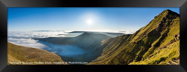 Panoramic view from Pen y Fan, Brecon Beacons Framed Print by Justin Foulkes