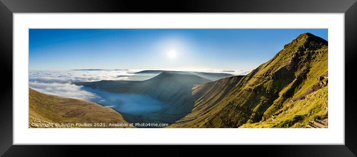 Panoramic view from Pen y Fan, Brecon Beacons Framed Mounted Print by Justin Foulkes