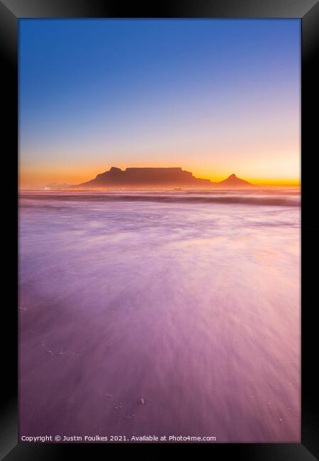 Table Mountain sunset, Cape Town Framed Print by Justin Foulkes