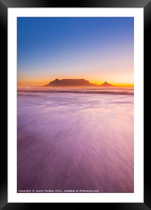 Table Mountain sunset, Cape Town Framed Mounted Print by Justin Foulkes