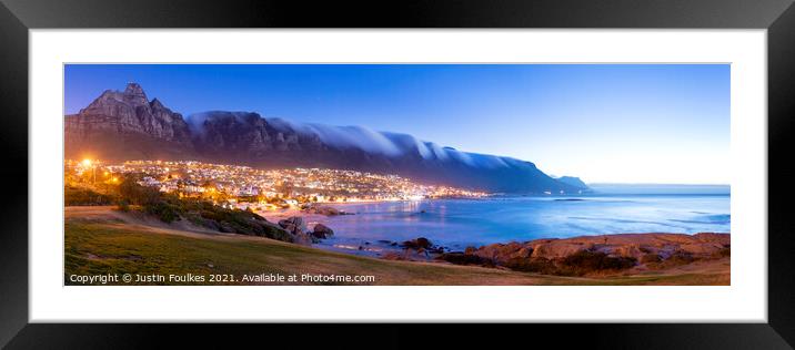 Panoramic view of Table Mountain above Camp's Bay, Framed Mounted Print by Justin Foulkes