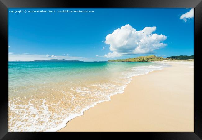 Otama Bay, Coromandel Peninsula, New Zealand Framed Print by Justin Foulkes