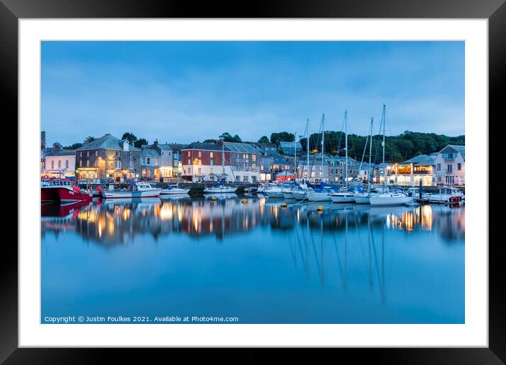 Padstow, at dusk, Cornwall Framed Mounted Print by Justin Foulkes