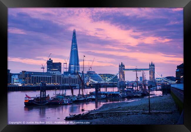 Tower Bridge and the Shard from Wapping Framed Print by Justin Foulkes