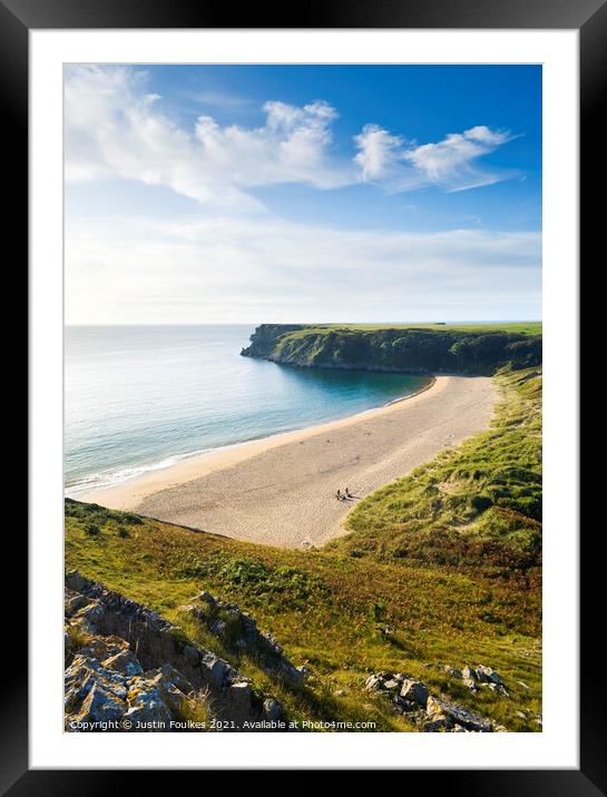 Barafundle Bay, Pembrokeshire Framed Mounted Print by Justin Foulkes