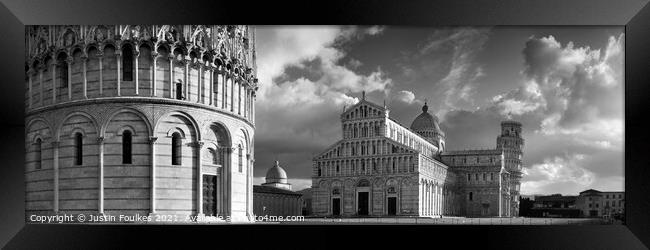Panoramic view of the Leaning Tower, Pisa, Italy Framed Print by Justin Foulkes