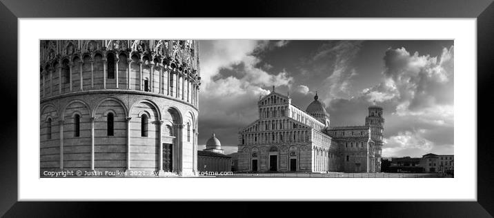 Panoramic view of the Leaning Tower, Pisa, Italy Framed Mounted Print by Justin Foulkes