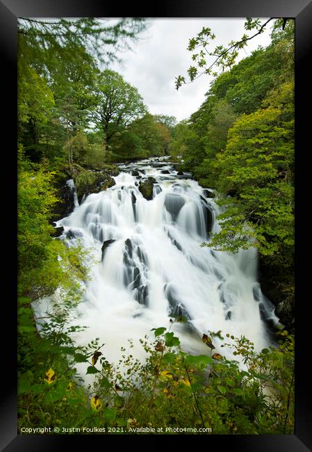 Swallow Falls, Snowdonia, North Wales Framed Print by Justin Foulkes