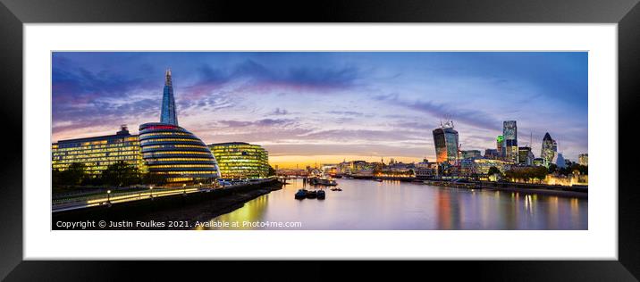 Panoramic view of the River Thames, London Framed Mounted Print by Justin Foulkes