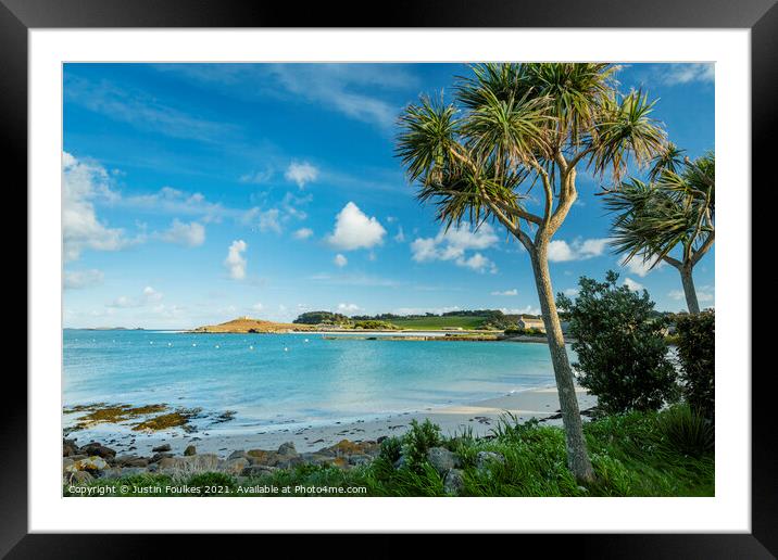 The beach at Old Grimsby, Tresco, Isles of Scilly Framed Mounted Print by Justin Foulkes
