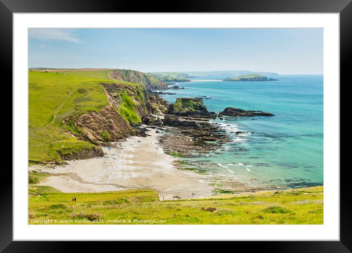 Westcombe beach & Burgh Island, South Hams, Devon Framed Mounted Print by Justin Foulkes