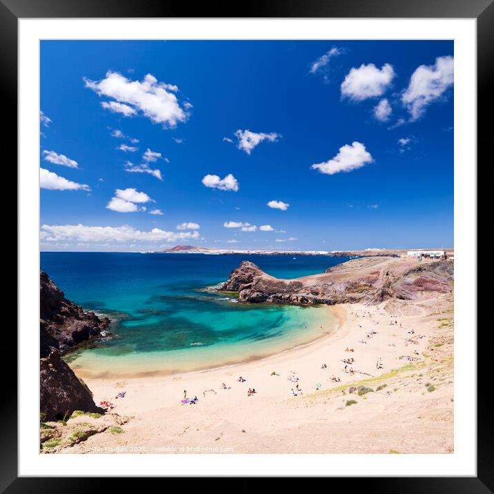 Playa de Papagayo, Lanzarote, Canary Islands, Spai Framed Mounted Print by Justin Foulkes