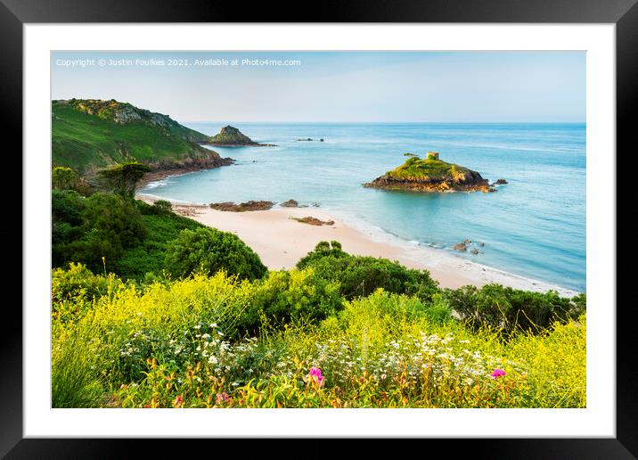 Portelet Bay, Jersey, Channel Islands Framed Mounted Print by Justin Foulkes
