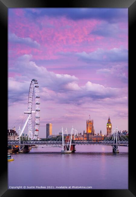 The London Eye and the Houses of Parliament Framed Print by Justin Foulkes