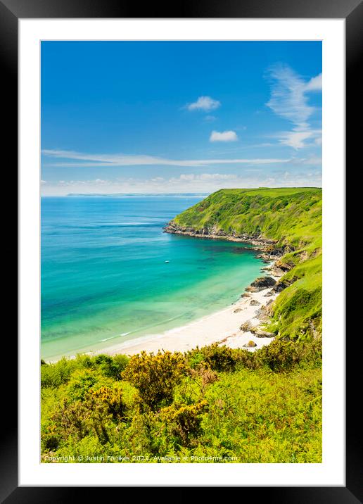 Lantic Bay, Cornwall Framed Mounted Print by Justin Foulkes