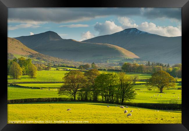 Cribyn and Pen Y Fan, in Spring, Brecon Beacons Framed Print by Justin Foulkes