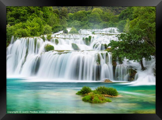 Waterfalls, Krka National Park, Croatia Framed Print by Justin Foulkes