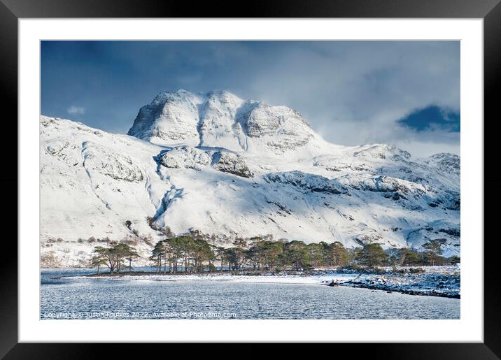 Slioch in winter, Scottish Highlands Framed Mounted Print by Justin Foulkes
