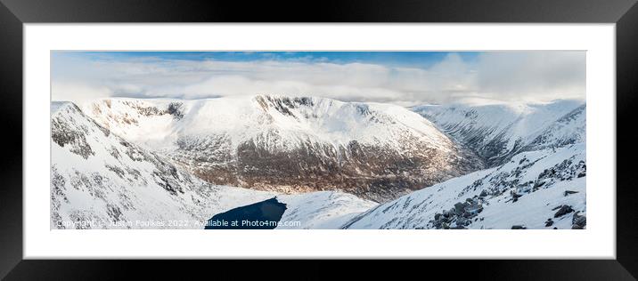 Panoramic view of Braeriach and the Lairig Ghru, Cairngorms Framed Mounted Print by Justin Foulkes