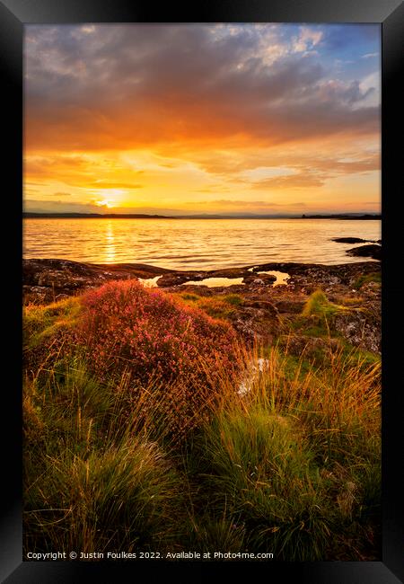 Sunset over The Sound of Mull, Scotland Framed Print by Justin Foulkes