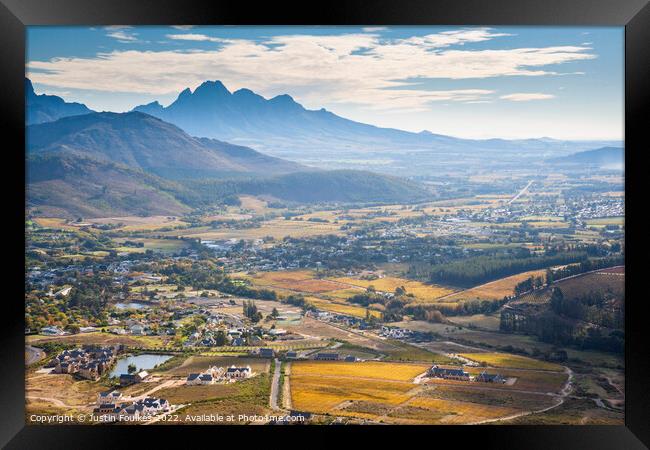 Cape Winelands in autumn, Western Cape, South Africa Framed Print by Justin Foulkes