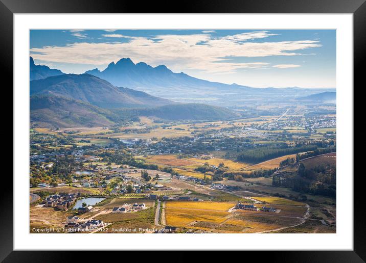 Cape Winelands in autumn, Western Cape, South Africa Framed Mounted Print by Justin Foulkes
