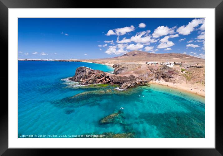 Playa de Papagayo, Lanzarote, Canary Islands, Spain Framed Mounted Print by Justin Foulkes