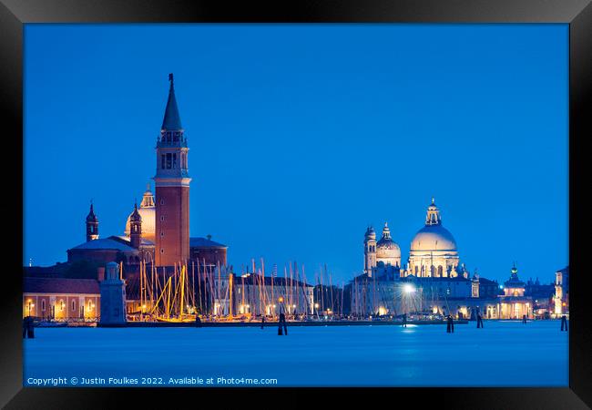 Venice at dusk, Italy Framed Print by Justin Foulkes