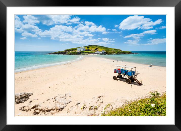 Burgh Island and Bigbury beach, Bigbury On Sea, South Devon Framed Mounted Print by Justin Foulkes