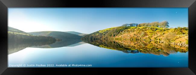 Meldon Reservoir Panorama Framed Print by Justin Foulkes