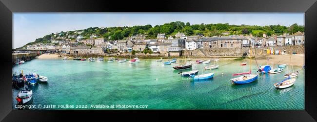 Mousehole panorama, Cornwall  Framed Print by Justin Foulkes