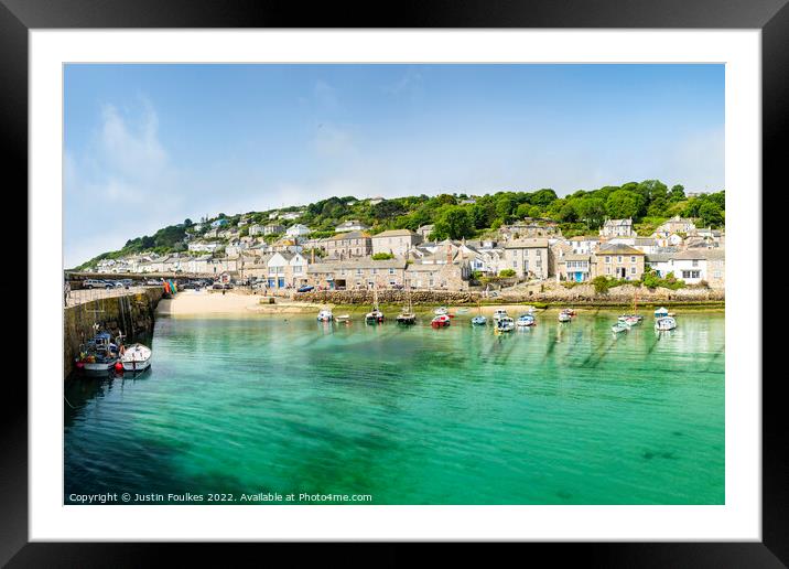 The harbour at Mousehole, Cornwall Framed Mounted Print by Justin Foulkes