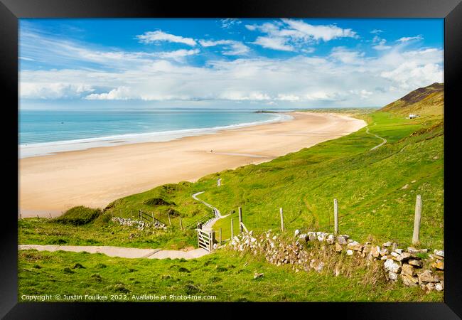 The path to Rhossili Beach, Gower, South Wales Framed Print by Justin Foulkes