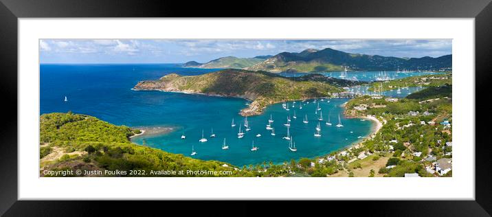 English Harbour from Shirley Heights, Antigua Framed Mounted Print by Justin Foulkes