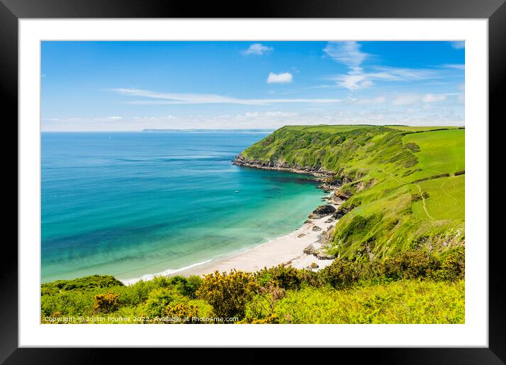 Lantic Bay, near Fowey, Cornwall Framed Mounted Print by Justin Foulkes