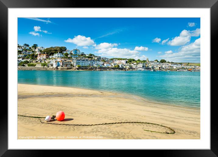 Salcombe harbour from the beach at East Portlemouth Framed Mounted Print by Justin Foulkes